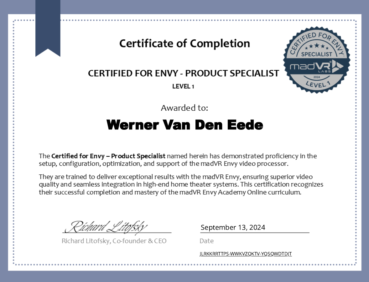 MadVR Certification